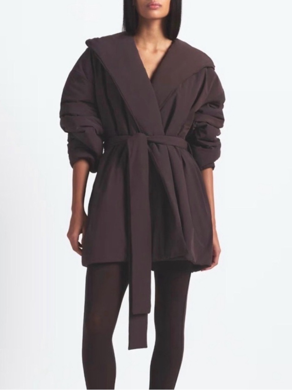 SKIMS-Nike Hooded Belted Puffer Jacket in Plum